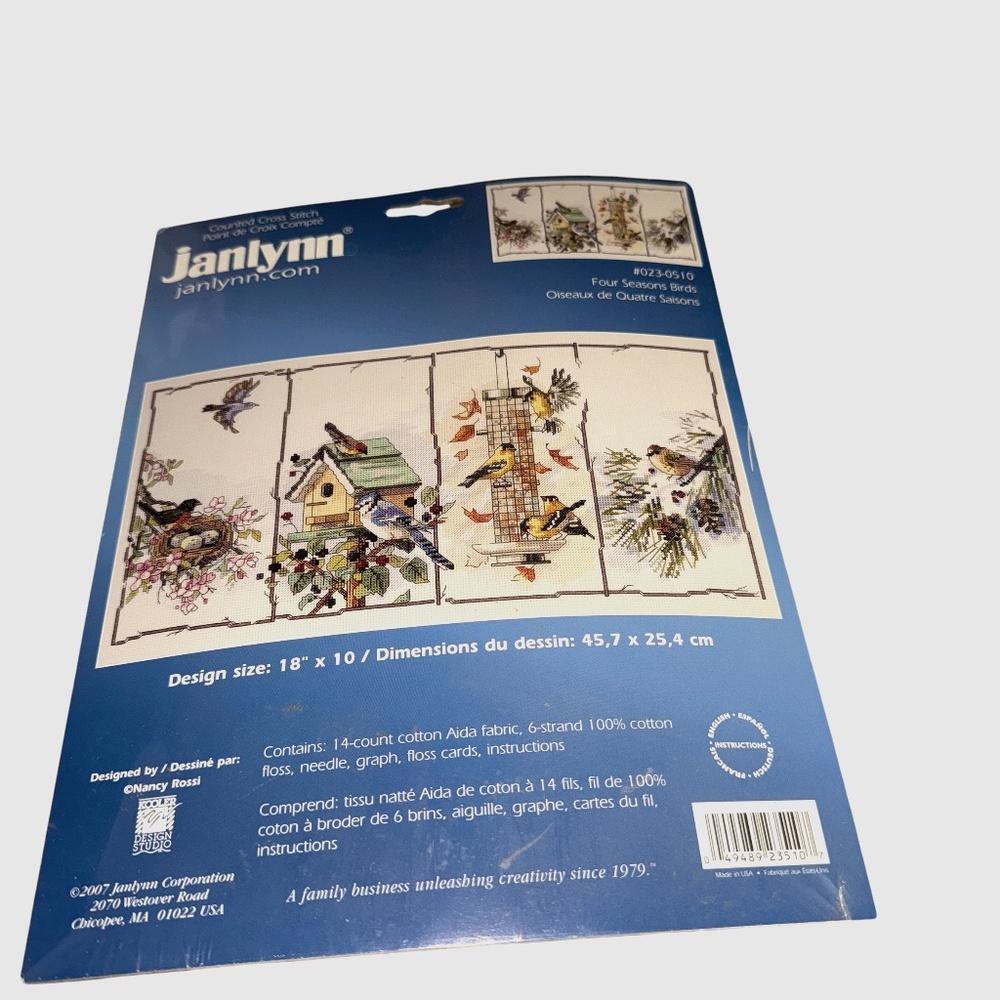 Kooler Design Nancy Rossi Janlynn Four Seasons Birds Cross Stitch Kit NWT